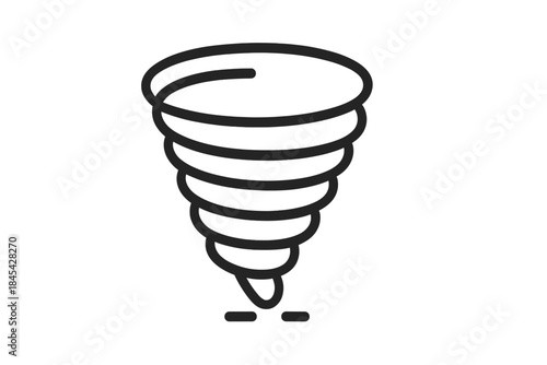 Stylized black outline of a powerful severe weather tornado funnel cloud