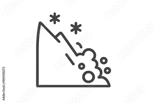 Warning sign depicting a snow avalanche sliding down a steep mountain slope