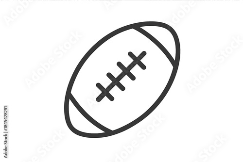 Minimalist outline of a classic American football or rugby ball for sports and athletics