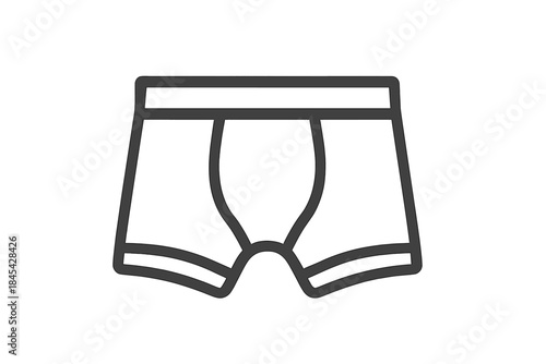 Simple black and white drawing of men's boxer briefs underwear for clothing and fashion