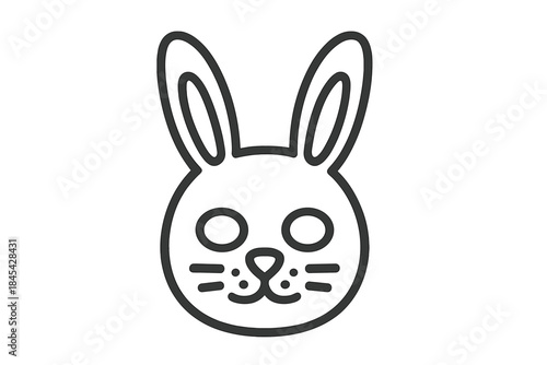 Minimalist outline drawing of a rabbit face with long ears and whiskers