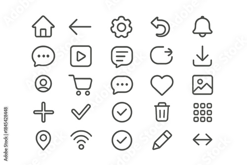 Modern outline icons collection for web and mobile user interface design