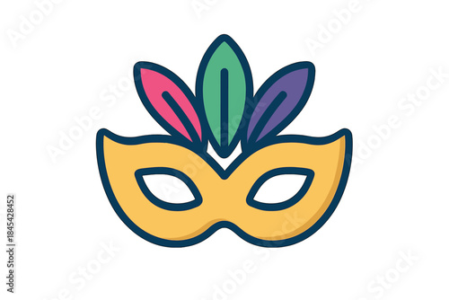 Traditional masquerade eye mask decorated with colorful plumes and gold trim