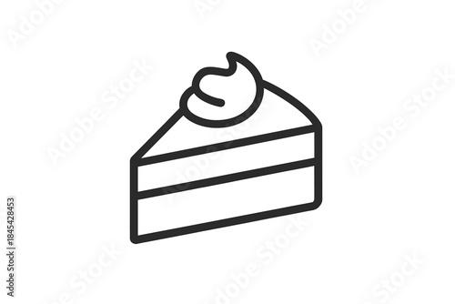 Minimalist slice of layered cake topped with whipped cream or frosting