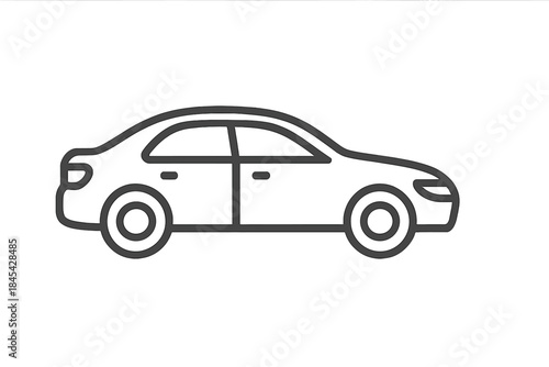 Simple black contour of a generic passenger sedan automobile side profile view