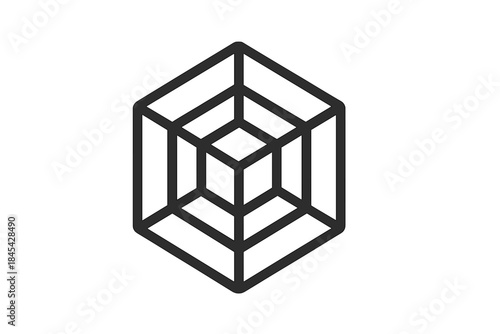Abstract geometric shape with nested isometric cubes creating a complex optical illusion symbol