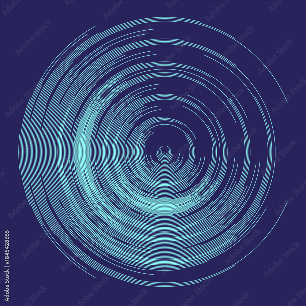 Fototapeta premium Abstract spiral lines. Concentric curve motion. Dynamic circle Vector element. Dark blue background.