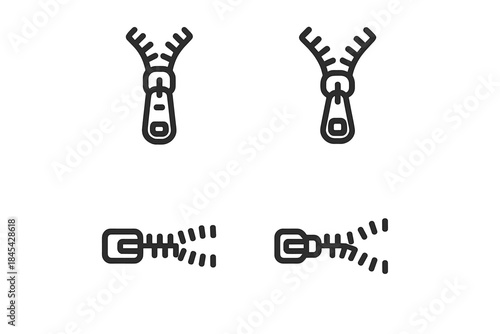 Zipper icons showing open and closed states for clothing and accessories