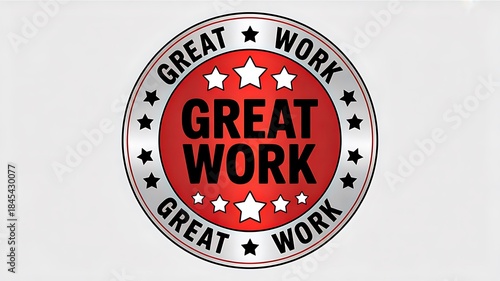 Great work approval stamp with stars isolated on white background
