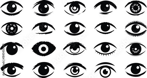 Black Eye Icon Shapes Collection