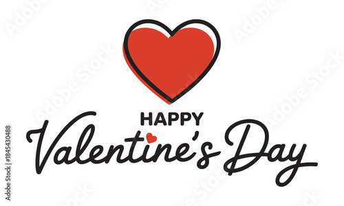 Modern Happy Valentine's Day Lettering Bundle, Vector Calligraphy & Heart Graphics, vector illustration 