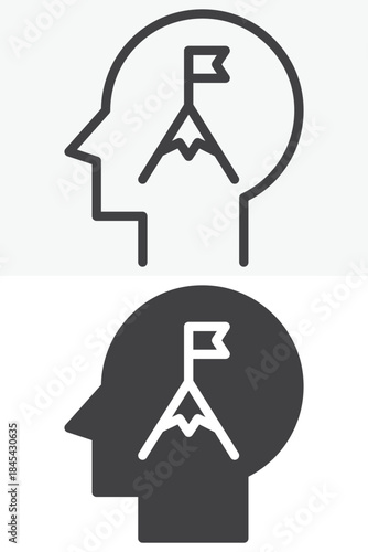 Achievement mindset line and solid vector icon set