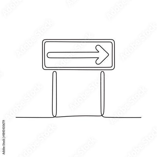 Simple line drawing of a road sign with a right arrow indication