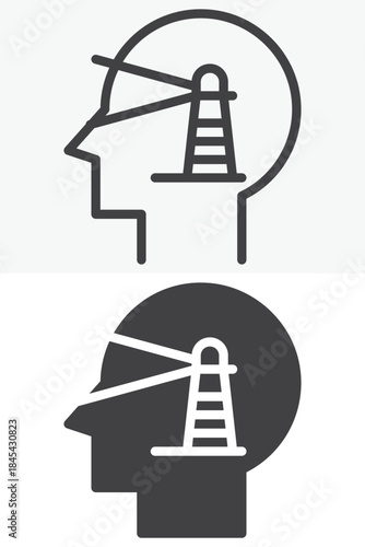 Guidance mindset line and solid vector icon set