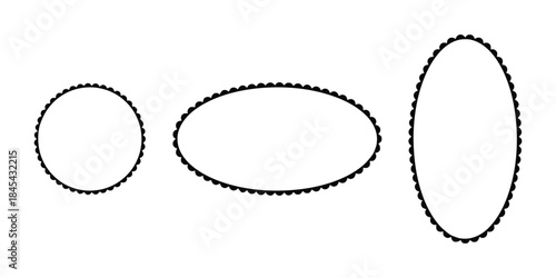 Rope frame set. Twisted oval rope border vector. Decorative rope frames