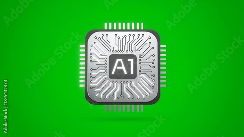 Futuristic AI chip with glowing 