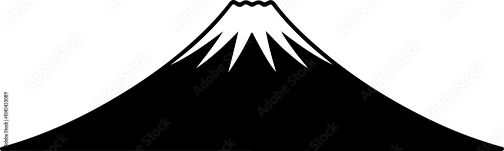 Obraz premium Mount Fuji silhouette with snow peak silhouette vector illustration