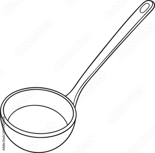 Kitchen ladle outline artwork showing simple serving tools used for soups sauces and everyday culinary work