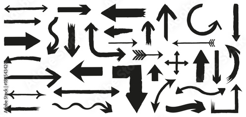 Bold rough arrow collection with sharp broken edges. Each element shows unique angles and dynamic movement