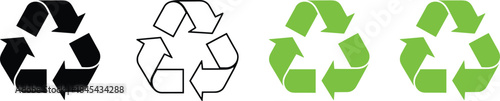 Essential grouping of graphics for indicating materials that can be reused and processed into new products, promoting eco-friendly practices and resource conservation.