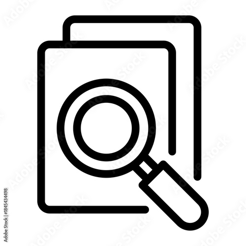 Line style business icon of a document with magnifier representing financial audit.