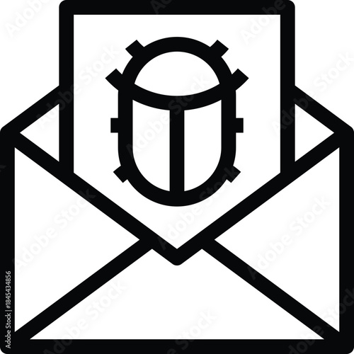 Infected Email Spam Virus Line Icon