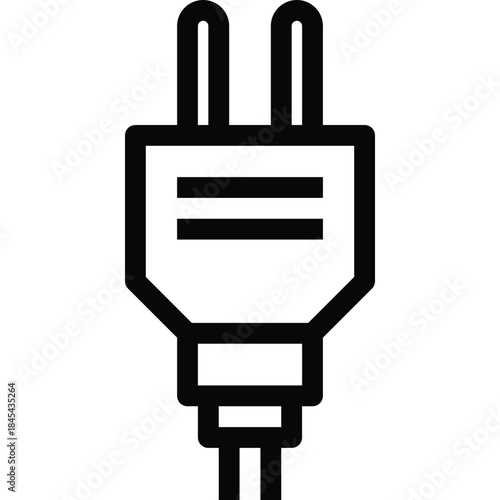 Grounded Electric Power Plug Line Icon