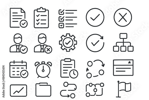 Business and productivity icons set for efficient workflow management.