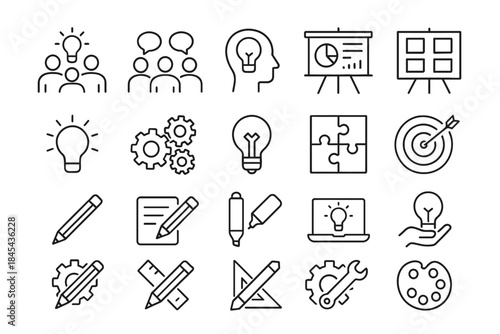 Conceptual icons for creative thinking and problem solving.