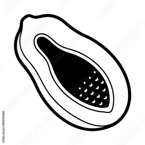 vector clip art papaya with black outline on white background for web and graphic design