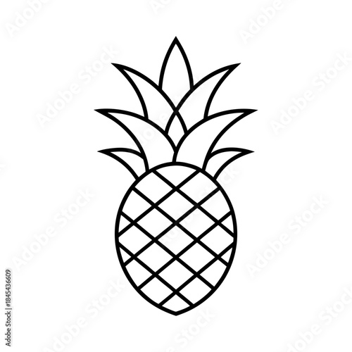 vector clip art pineapple with black outline on white background for web and graphic design