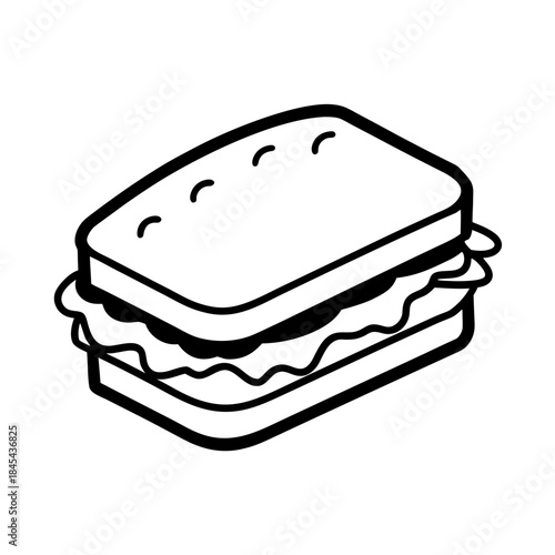 vector clip art roast beef sandwich with black outline for web and graphic design
