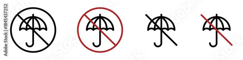 No umbrella prohibition editablle line icon vector illustration