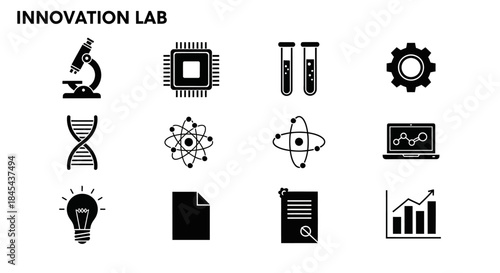 Innovation lab icons on screen.