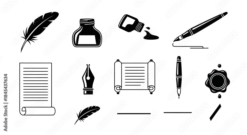 Obraz premium Vintage Writing Instruments and Papers.