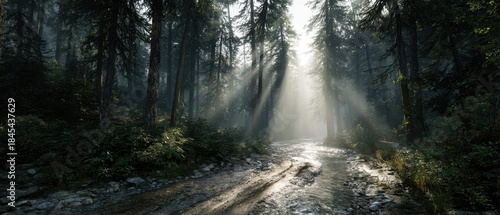 Exploring tranquil sunlit forest streams nature wonderland landscape photography serene environment captivating viewpoint