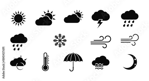 Weather forecast icons on white background 1.