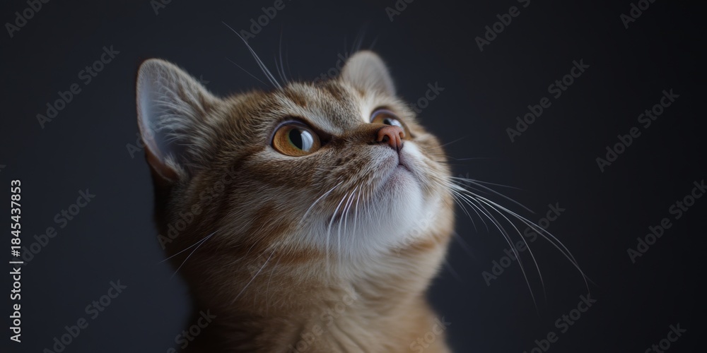 Obraz premium Charming American Shorthair Cat with Expressive Eyes in Closeup Studio Portrait Photography