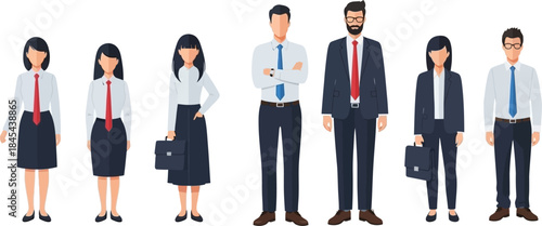 Business people character set isolated on transparent background professional staff wearing corporate outfits and formal suits office workers standing in different poses