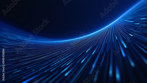 Futuristic Blue Abstract Technology Background with Glowing Digital Data Light Wave