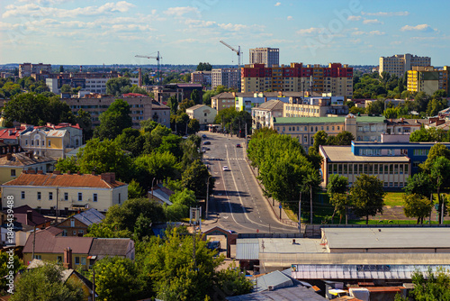 Panoramic cityscape of Lutsk from the upper platform of Lubart’s central tower, Ukraine