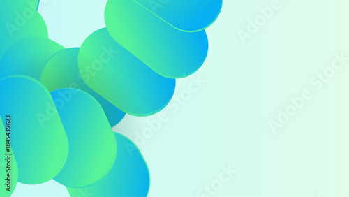 Abstract 3D capsule shapes background with blue and green gradients