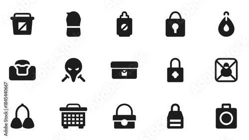 Colorful flat vector icon set of office and communication items including phone, email, chat, calendar, document, computer, and user interface elements in a clean illustrative style
