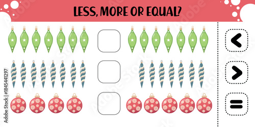 Christmas Counting Comparison Worksheet for Kids