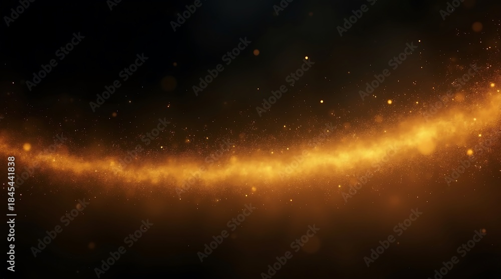 Obraz premium Golden Particle Stream in Cosmic Dark Space 