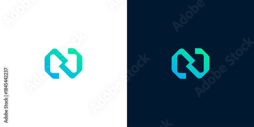 Abstract letter N logomark with a vibrant blue-green gradient, embodying modern digital concepts, network connectivity, and innovative technology solutions for contemporary businesses