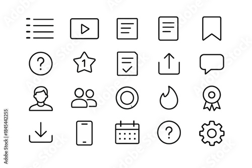 Minimalist icon set featuring interface and mobile design elements
