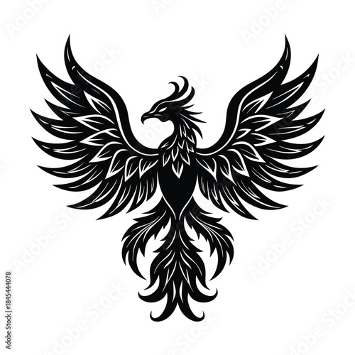 Phoenix silhouette vector illustration white background