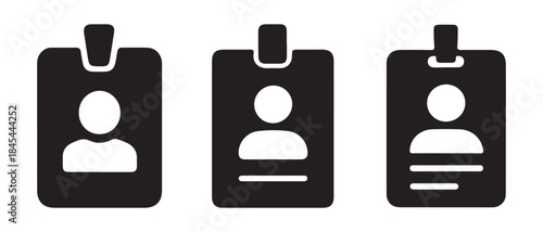 Silhouette identification badge icons displayed side by side on black.