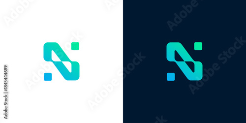 Abstract letter 'S' logo design in gradient blue and green colors, modern and sleek geometric symbol representing innovation and digital identity